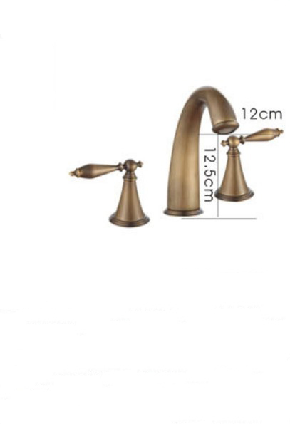 Wholesale And Retail Promotion Antique Bronze Deck Mounted Widespread Bathroom Basin Faucet Dual Handle Mixer
