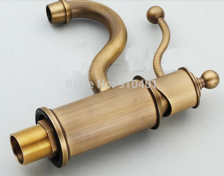 Wholesale And Retail Promotion Classic Antique Brass Bathroom Basin Faucet Single Handle Vanity Sink Mixer Tap