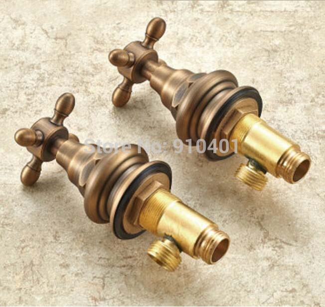 Wholesale And Retail Promotion Euro Antique Brass Widespread Bathroom Faucet Dual Handles Vanity Sink Mixer Tap