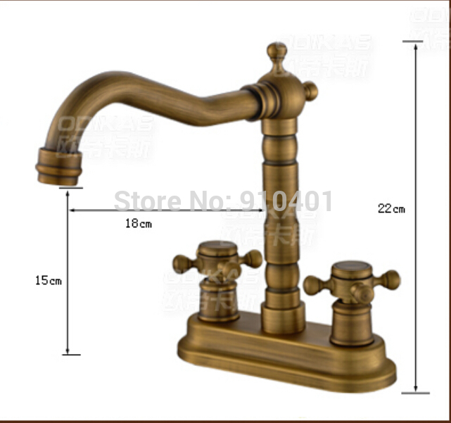 Wholesale And Retail Promotion Luxury 4" Antique Brass Bathroom Basin Faucet Dual Handles Vanity Sink Mixer Tap