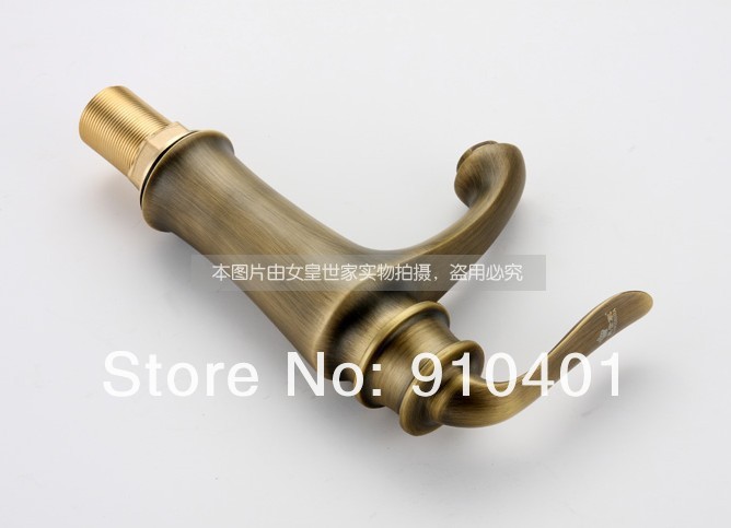 Wholesale And Retail Promotion Luxury Antique Brass Bathroom Basin Faucet Single Handle Vanity Sink Mixer Tap