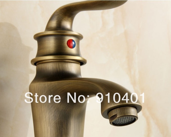 Wholesale And Retail Promotion Luxury Antique Brass Bathroom Basin Faucet Single Handle Vanity Sink Mixer Tap