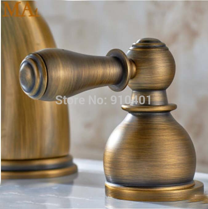 Wholesale And Retail Promotion Luxury Antique Brass Widespread Bathroom Basin Faucet 8" Vanity Sink Mixer Tap