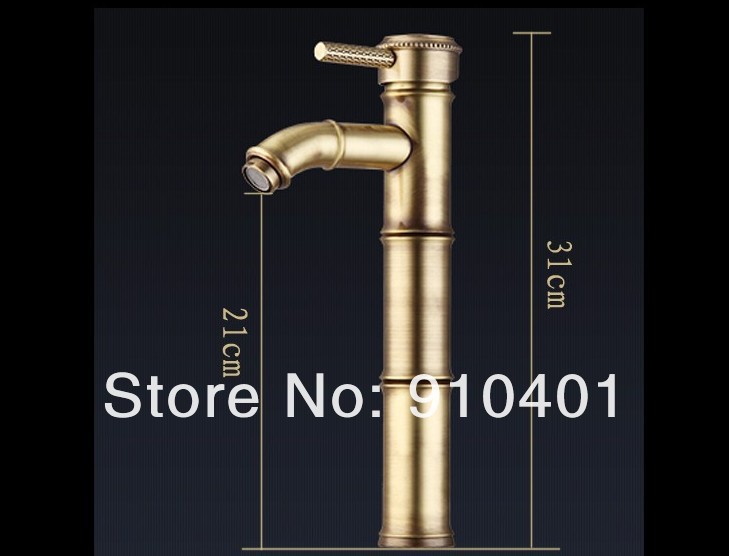 Wholesale And Retail Promotion Luxury Antique Bronze Deck Mounted Bamboo Bathroom Basin Faucet Single Handle