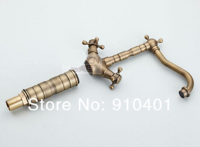 Wholesale And Retail Promotion Modern Antique Brass Bathroom Basin Faucet Dual Cross Handles Sink Mixer Tap