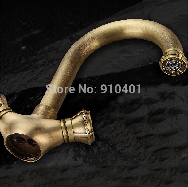 Wholesale And Retail Promotion Modern Antique Brass Bathroom Basin Faucet Dual Handles Vanity Sink Mixer Tap