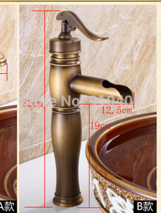 Wholesale And Retail Promotion Modern Antique Brass Bathroom Waterfall Basin Faucet Single Lever Sink Mixer Tap