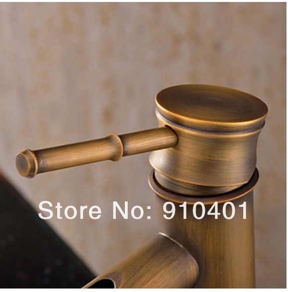 Wholesale And Retail Promotion NEW Antique Brass Bathroom Bamboo Faucet Waterfall Single Handle Sink Mixer Tap