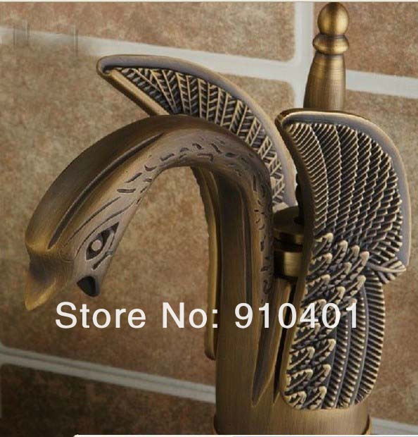 Wholesale And Retail Promotion NEW Euro Antique Brass Tall Bathroom Basin Faucet Single Handle Sink Mixer Tap