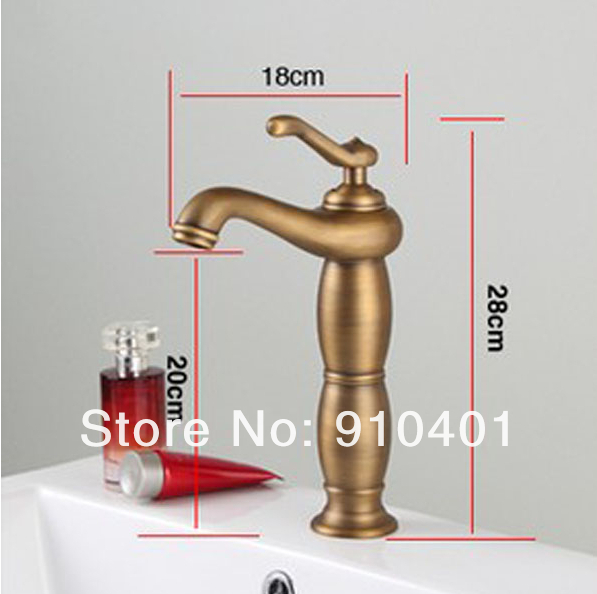 Wholesale And Retail Promotion NEW Luxury Antique Brass Bathroom Basin Faucet Tall Sink Mixer Tap Single Handle
