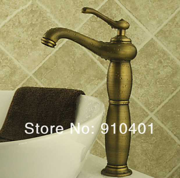 Wholesale And Retail Promotion  New Antique Brass Finish Bathroom Sink Faucet Water Pump Countertop Mixer Tap