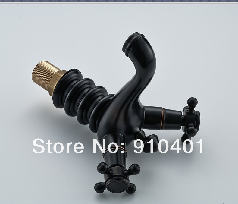 Wholesale And Retail Promotion  Oil Rubbed Bronze Bathroom Faucet Dual Cross Handles Sink Mixer Tap Deck Mounted