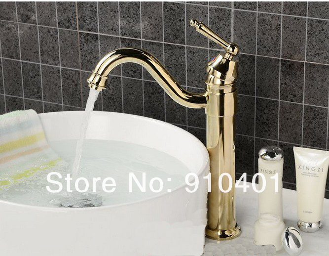 Wholesale And Retail Promotion  Polished Golden Finish Bathroom Basin Faucet Swivel Spout Vanity Sink Mixer Tap