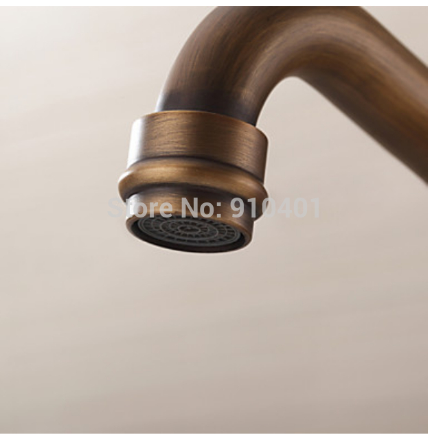 Wholesale and retail Promotion Deck Mounted Antique Brass Bathroom Basin Faucet Single Handle Sink Mixer Tap
