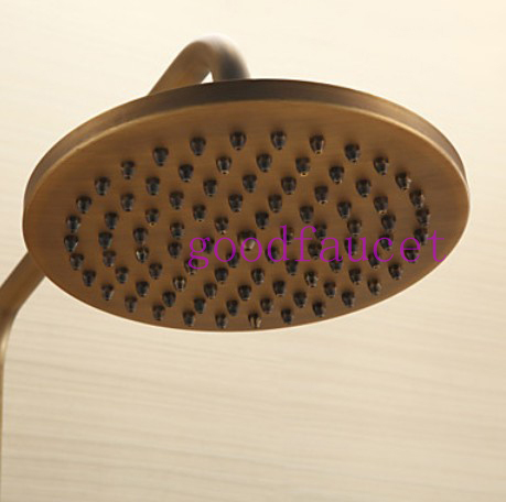 NEW Antique Brass Bathroom Rain Shower Set Mixer Tap 8" Shower Head +Handheld Shower Double Handles Faucet Set