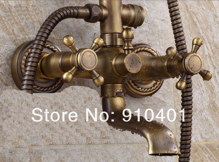 Wholdsale And Retail Promotion Antique Brass Rain Overhead Faucet Set Tub Mixer Tap Exposed Shower Tub Mixer