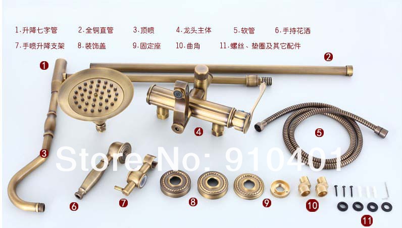 Wholdsale And Retail Promotion Luxury Antique Brass Classic Rain Overhead Faucet Set Tub Mixer Tap Hand Shower