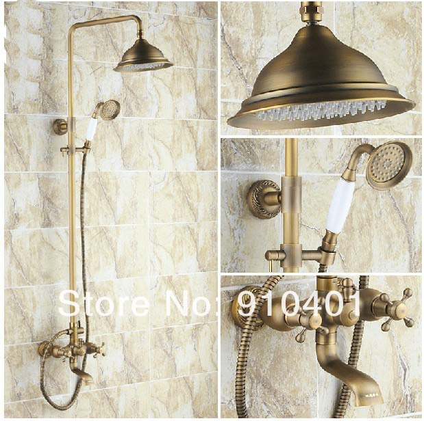 Wholdsale And Retail Promotion NEW Luxury Rain Shower Faucet Set 8" Round Overhead + Tub Faucet + Hand Shower