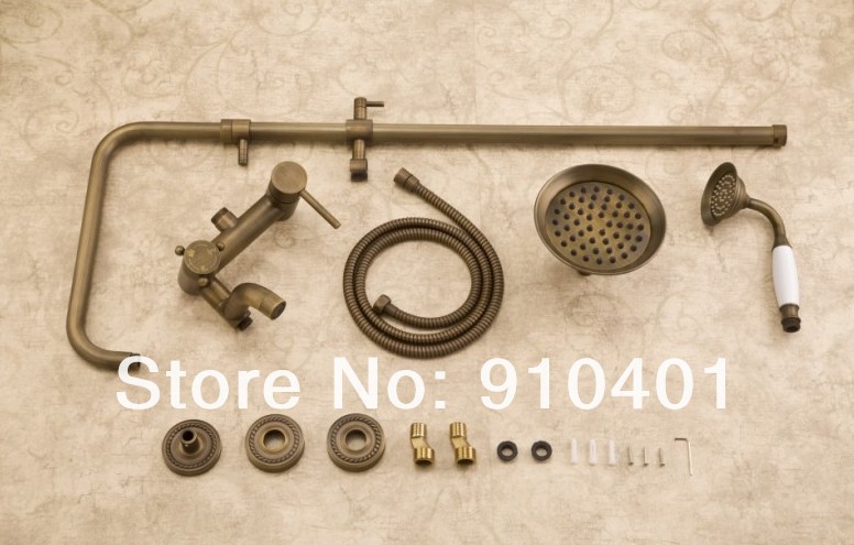 Wholdsale And Retail Promotion Wall Mounted Antique Brass Bathroom Shower Faucet Set Bathtub Shower Mixer Tap