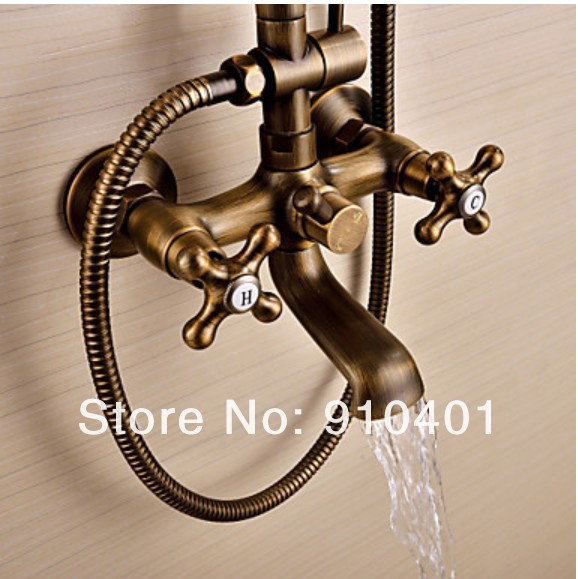 Wholeale And Retail Promotion Antique brass 8" Rain Shower Faucet Set Bathroom Tub Mixer Tap Shower Column