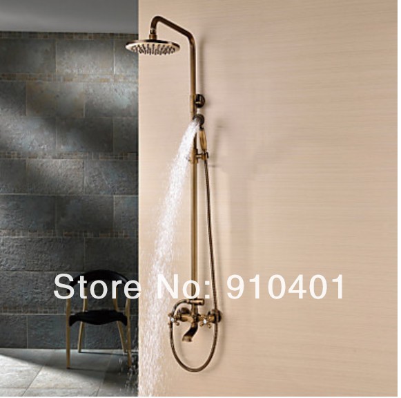 Wholeale And Retail Promotion Antique brass 8" Rain Shower Faucet Set Bathroom Tub Mixer Tap Shower Column