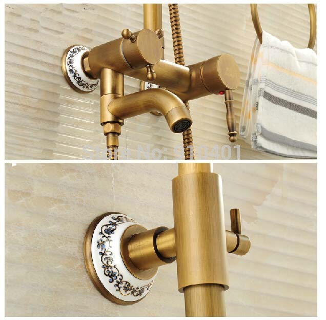 Wholesale And Retail Promotion 2014 NEW Antique Brass Ceramic Rain Shower Faucet Bathtub Mixer Tap Hand Shower