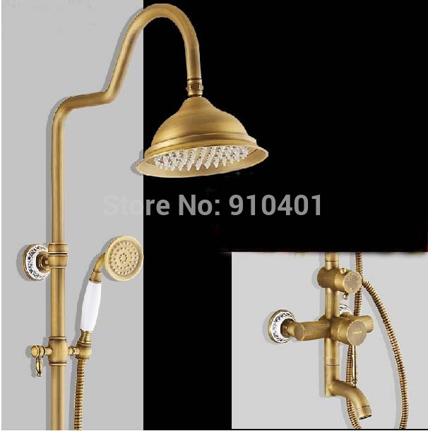 Wholesale And Retail Promotion Antique Brass Bathroom Rain Shower Faucet Bathtub Mixer Tap With hand shower tap