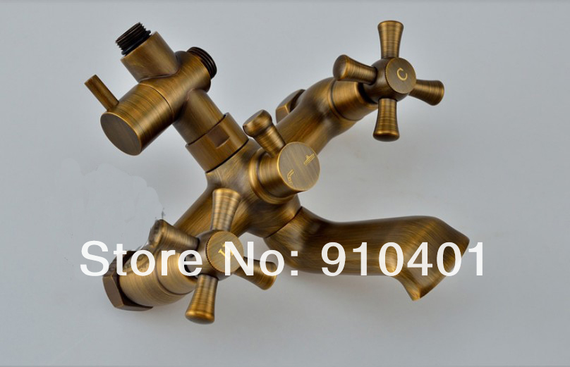 Wholesale And Retail Promotion Antique Brass Bathroom Tub Shower Faucet Set 8