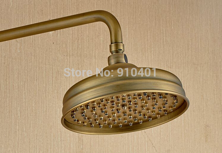 Wholesale And Retail Promotion Antique Brass Wall Mounted Rain Shower Faucet Tub Mixer Tap Dual Ceramic Handles