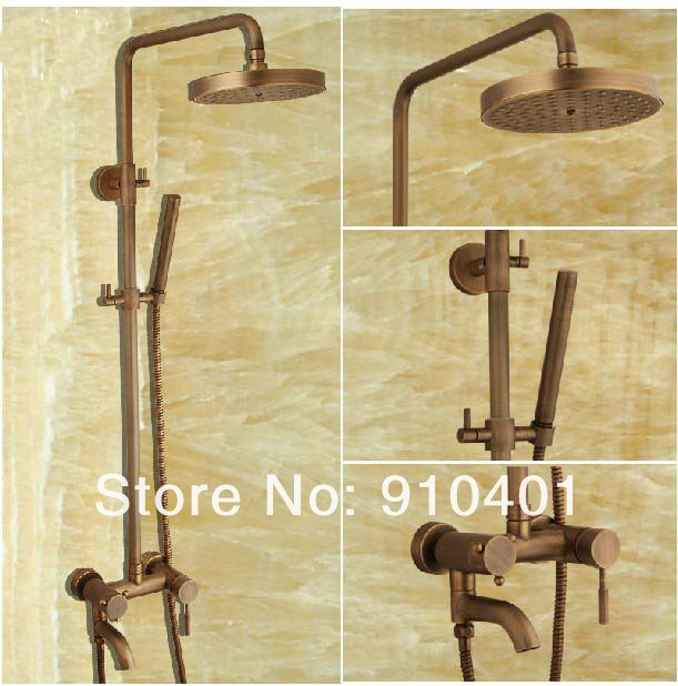 Wholesale And Retail Promotion Antique Brass Wall Mounted Shower Faucet Set Bathtub Shower Mixer Tap 1 Handle