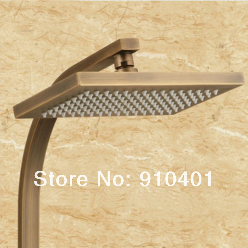 Wholesale And Retail Promotion  Luxury Antique Brass 8"Square Rain Shower Faucet Bathtub Mixer Tap Shower Column