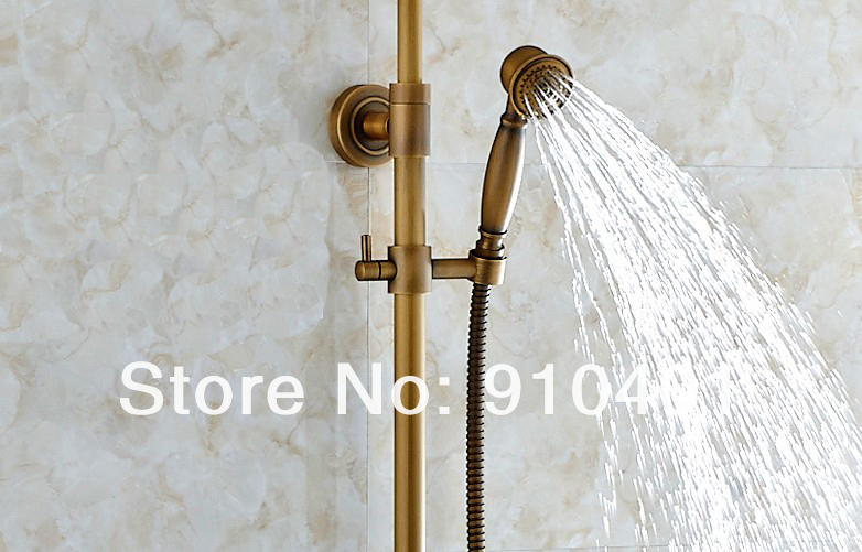 Wholesale And Retail  Promotion Luxury Antique Brass Bathroom 8" Rain Shower Faucet Set Bathtub Shower Mixer Tap