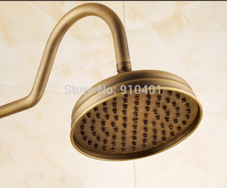 Wholesale And Retail Promotion Luxury Antique Brass Embossed Rain Shower Faucet Set Tub Mixer Tap Dual Handles