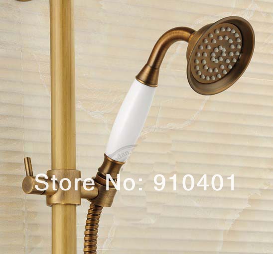 Wholesale And Retail Promotion Luxury Wall Mounted Antique Brass Bathroom Shower Faucet Set Tub Mixer 2 Handles