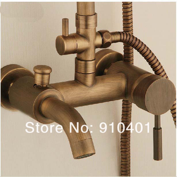 Wholesale And Retail Promotion Luxury Wall Mounted Bathroom Rain Shower Faucet Set Antique Brass Tub Mixer Tap
