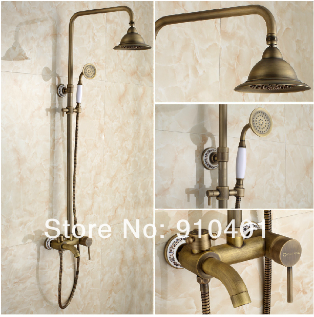 Wholesale And Retail Promotion Modern Ceramic Rain Shower Antique Brass Bathtub Mixer Tap Hand Shower Unit Set