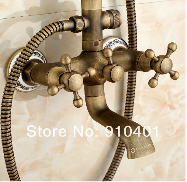 Wholesale And Retail Promotion Modern Luxury Ceramic Antique Brass Rain Shower Faucet Dual Hanlde Tub Mixer Tap