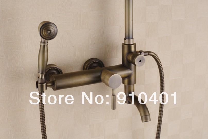 Wholesale And Retail Promotion NEW Antique Brass 8" Rain Bathroom Shower Faucet Bathtub Mixer Tap Wall Mounted