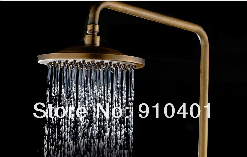 Wholesale And Retail  Promotion NEW Exposed Antique Brass Luxury Rain Shower Faucet Set Bathroom Shower Column