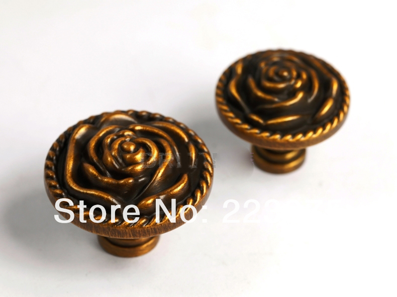 -D:32MM  bronze Rose zinc alloy Cabinet DRAWER Pull Dresser pull/ Kitchen Ceramic knob with screw 10pcs/lot