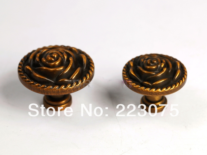 -D:32MM  bronze Rose zinc alloy Cabinet DRAWER Pull Dresser pull/ Kitchen Ceramic knob with screw 10pcs/lot