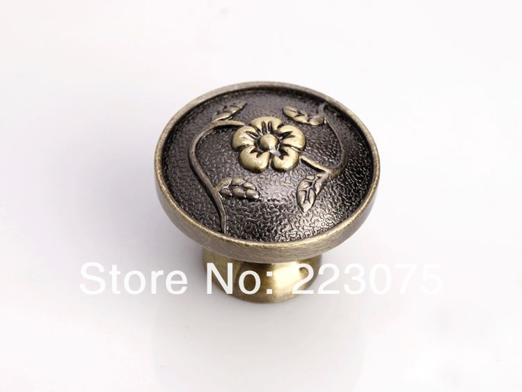-singel hole flower European luxury Antique Pattern drawer cabinets  Zinc alloy pull handle knobs 10pcs/lot