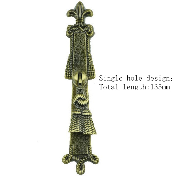 Antique Cabinet Closet Cupboard  Handles Pulls Bars Knobs Chinese Qin Dynasty Style Furniture Single Hole 135mm Total length