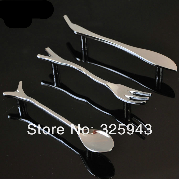 Silver Spoon Knife Fork Kitchen Cabinet Cupboard Closet Drawer Handle Pulls Bars