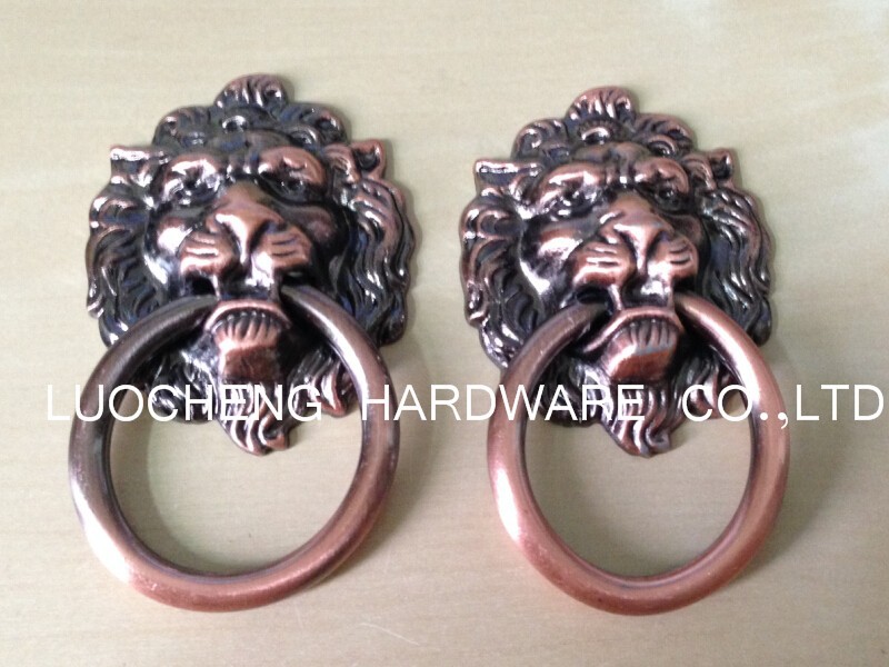 50PCS/ LOT 40mm Cabinet Knob Door Knob / Lion Shape  Zinc Alloy  DRAWER HANDLES Bronze  Finish / Red Bronze Finish