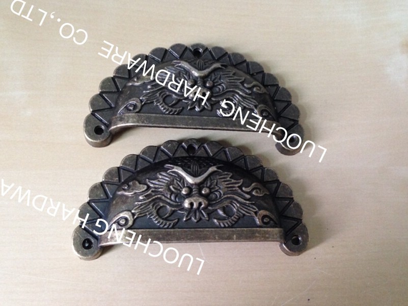 50PCS/ LOT 43mm Dragon Shell Cabinet Knob Door Knob Zinc Alloy  DRAWER HANDLES Bronze  Finish / Red Bronze Finish