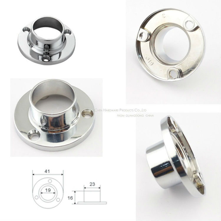 LICHEN Furniture Armoire Flanges Wardrobe fittings Zinc alloy tube end socket 19mm tube centre fittings 19mm flange
