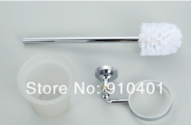 Wholesale And Retail Promotion NEW Bathroom Luxury Classic Chrome Brass Toilet Brush Holder Toilet Brush & Cup