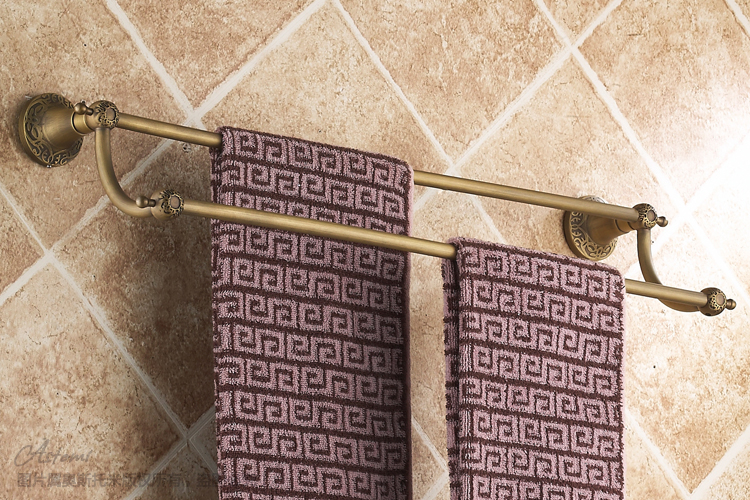 Brass double towel bars, Antique twoel bar, bathroom accessories, towel bar double