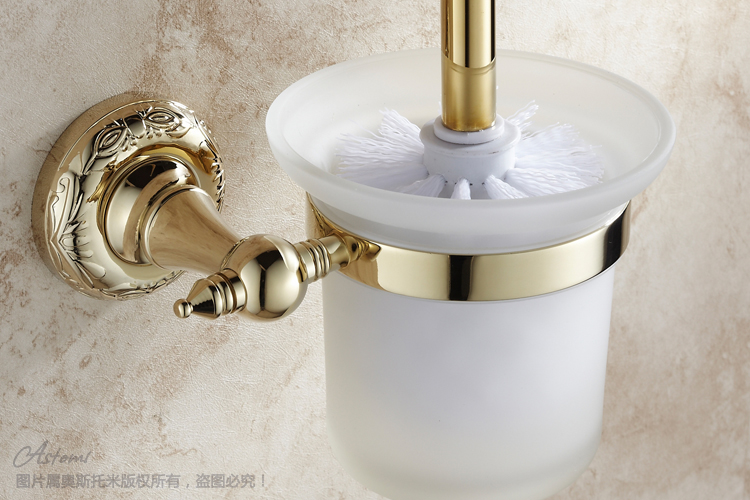 Gold toilet brush set toilet cup fashion bathroom accessories vacuum plated gold